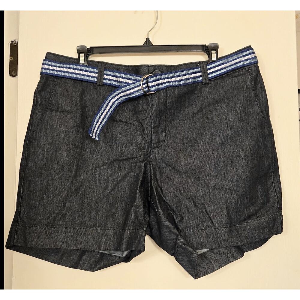 NWOT Dockers Dark Wash Blue Denim Shorts ~ Women's Size 14 ~ With Free Belt!